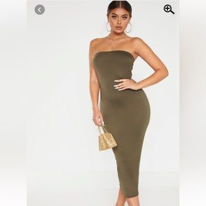 Green midi bandeau dress